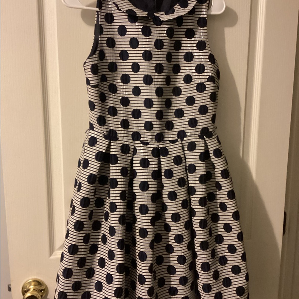 Navy Polka Dot Sleeveless Kids Dress